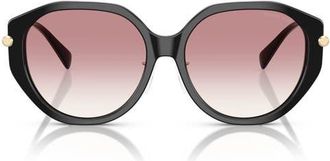 Michael Kors Jinan 56mm Gradient Irregular Sunglasses in Black /Pink Gradient at Nordstrom