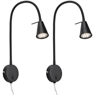 B.K.Licht Briloner TUSA Set di 2 lampade da lettura LED, orientabili, luce bianco caldo, interruttore, nero, 45x8x20,5 cm