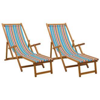 vidaXL Tumbona Plegable 2 Pcs 3 Posici&oacute;n Madera De Eucalipto Maciza Vidaxl