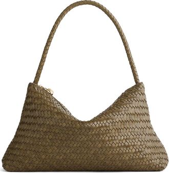 Madewell The Signature Woven Collection Leather Shoulder Bag in Faded Olive at Nordstrom
