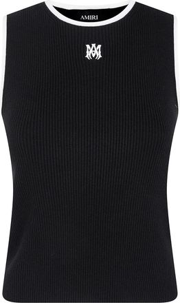Amiri MA Rib Knit Tank Top - Dames - Tops zonder mouwen - Zwart - M - Katoen - Tops