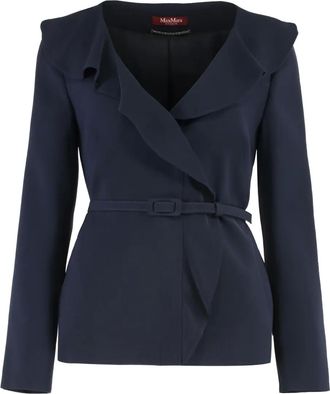 Max Mara Galizia jack met ruches en ceintuur - Blauw