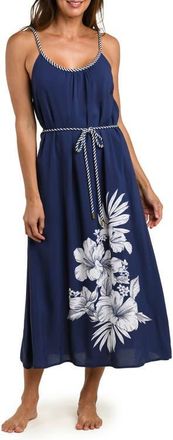 La Blanca Mariner Tie Waist Sleeveless Cover-Up Midi Dress in Indigo at Nordstrom, Size X-Small
