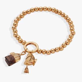 Alex and Ani Spill the Tea Cup & Tea Bag Stretch Bracelet in Gold at Nordstrom