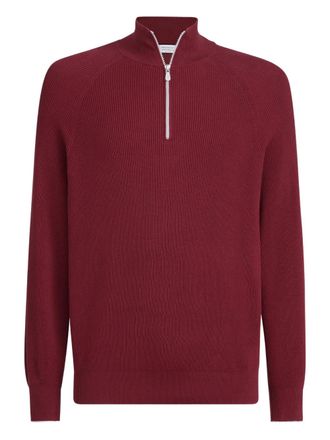 Brunello Cucinelli rib half zip jumper - Red