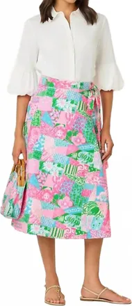 Lilly Pulitzer Constance Reversible Midi Skirt In Crazy Quilt