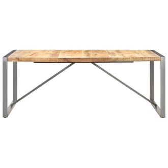 Berkfield Home Dining Table 200x100x75 cm Solid Rough Mango Wood in Brown | Size: 200 x 100 x 75 cm