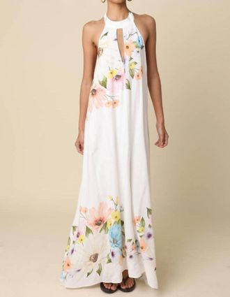 Olivaceous Womens Shira Halter Maxi Dress In White Floral