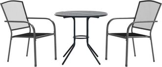 vidaXL Stackable Garden Chair Set 3 pcs Anthracite Powder-coated Steel Vidaxl