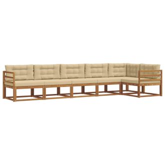vidaXL Conjunto De Sof&aacute;s De Exterior Con Coj&iacute;n 6 Pcs Natural Y Beige Vidaxl