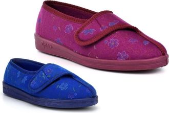 Generic Womens Wide Fit Slippers Ladies Rubber Sole Slippers Size 3 Ladies Rubber Sole Slipper Size 4 Wide Fit Slipper Machine Washable Washable Touch Fasteni