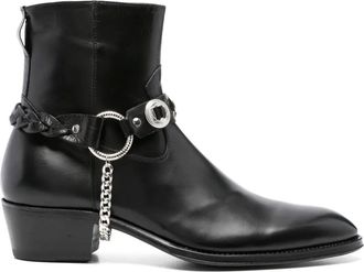 ERALDO 50 mm leren biker boots met ketting - Zwart