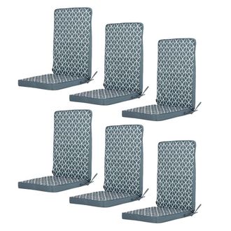 Icon Brand 6-Pack Outdoor Garden Seat Pads, Geometric Pattern in Charcoal