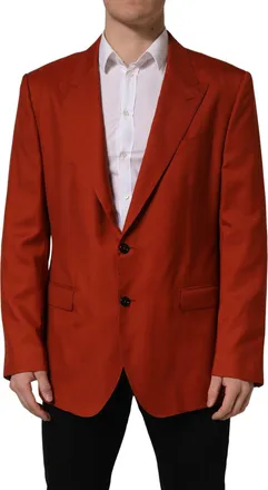 Dolce & Gabbana Mens Red Cashmere Single Breasted Blazer Jacket Silk Clothing