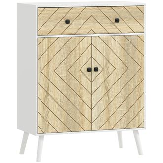 HOMCOM Zapatero 75x35x97 cm blanco y natural