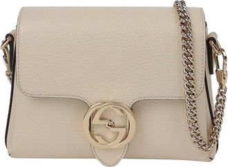 Gucci White Calfskin Interlocking Chain Crossbody