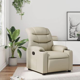 vidaXL Sill&oacute;n Reclinable De Cuero Sint&eacute;tico Crema Vidaxl