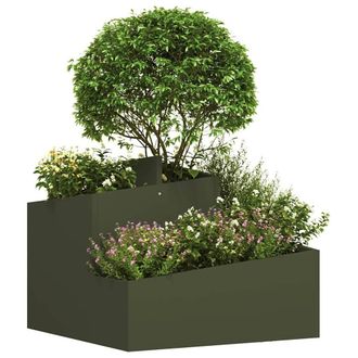 Berkfield Home Metal Planter Olive Green Metal Medium Stackable Metal Planter