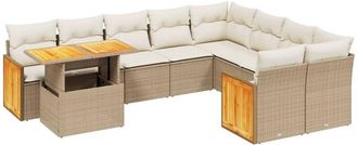 vidaXL Juego De Sof&aacute;s Jard&iacute;n Con Cojines Beige 10 Pzas Rat&aacute;n Sint&eacute;tico Vidaxl