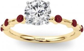 Allurez Lab Ruby Scalloped Engagement Ring 14K Yellow Gold (0.20ct)