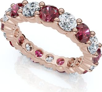Pompeii3 3Ct Ruby & Diamond Eternity Ring 14k Gold or Platinum Lab Grown