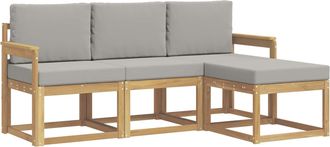 vidaXL Conjunto De Sof&aacute;s De Exterior 4 Uds. Blanco Y Gris Claro Vidaxl