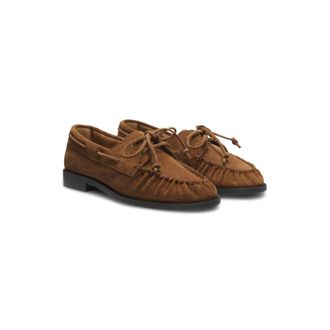 BOSS Suede moccasins with hand-stitched apron toe