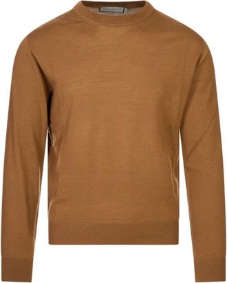 Canali Mk 02353 Ronde Hals Gebreid - Heren - Ronde hals truien - Bruin - 2XL - Wol - Truien & Vesten