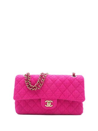 Chanel 2021-2025 Medium Classic Tweed Double Flap shoulder bag - women - Fabric/Cotton/Leather - One Size - Pink