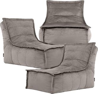 Icon Brand Dolce Large Beanbag Lounger, Velvet (3-Pack) in Charcoal