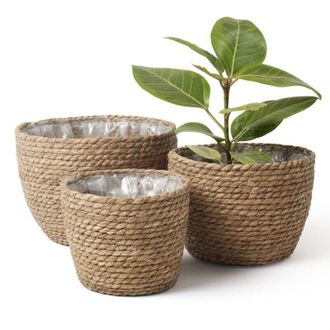 OEM Cesta De Cultivo De Interior De Junco Marino, Cubiertas Para Macetas, Contenedores Para Plantas, Natural (juego De 3) -crezuo