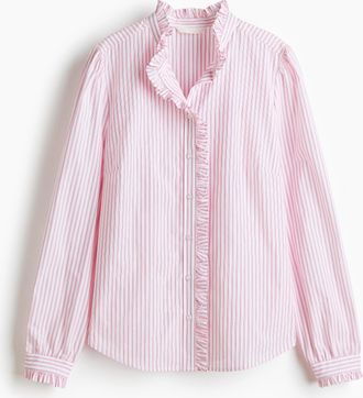 H&M Popelinebluse mit Volants - Red