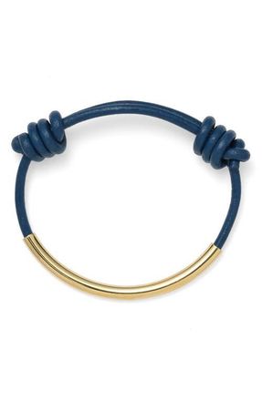 LADY GREY Leather Bond Bracelet in Gold/Blue at Nordstrom