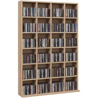 HOMCOM CD DVD Media Storage Shelves Display Shelf Racks Wooden Frame Natural