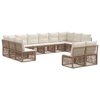 vidaXL Conjunto De Sof&aacute;s De Jard&iacute;n 12 Pcs Beige Rat&aacute;n Sint&eacute;tico Vidaxl