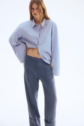 H&M Tailored Twill Trousers in Dusty Blue at Nordstrom, Size 14