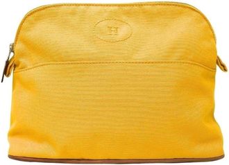 Herm&egrave;s Yellow Cotton Canvas Pouch (Pre-Owned)