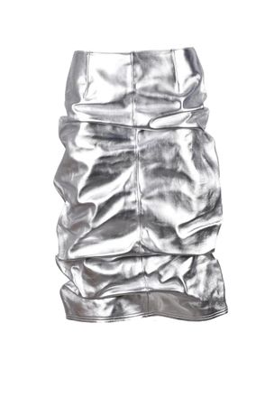 We11done Leather Midi Skirt - Silver
