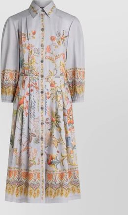 Etro floral pleated shirt midi dress long sleeves