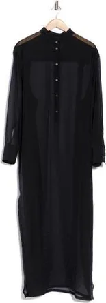 BOSS Boltini Long Sleeve Maxi Shirtdress in Black at Nordstrom Rack, Size 0
