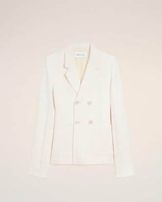 Ami White Linen Double Breasted Bar Jacket White - 34 - for Women