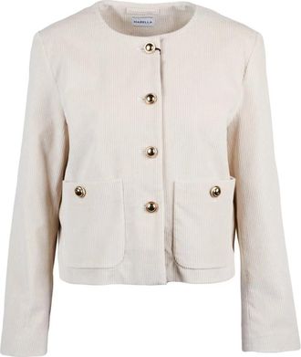 Marella Girocollo Jas - Dames - Blazers - Beige - L - Katoen - Jassen