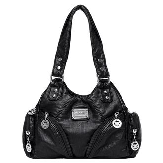 Generic LYEAA Women Retro Rivet Shoulder Bag Multiple Pockets Casual Underarm Bag Detachable Strap Vintage Sling Bag Ladies Work Bag (Black)
