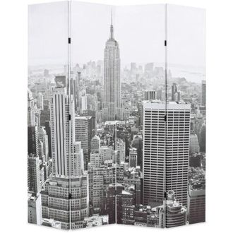 vidaXL Paravento Pieghevole 160x170 cm Stampa New York Bianco e Nero - Vidaxl