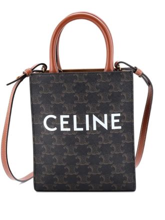 Celine Vertical Cabas Tote Triomphe Coated Canvas Mini satchel - Brown