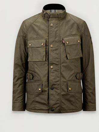 Belstaff Crosby Motorcycle Jacket Mens Waxed Cotton Forest Green Size 2XL