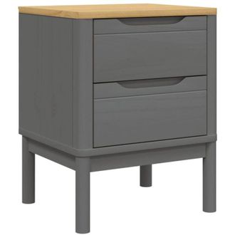 vidaXL Comodino floro Grigio 45x39x57 cm in Legno Massello di Pino - Vidaxl