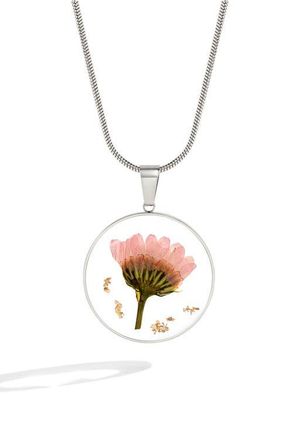 Mint & Lily Pressed Birth Flower Necklace in Silver /Lily Of The Valley at Nordstrom