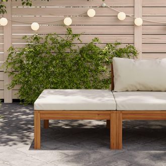 vidaXL Vidaxl - Reposapi&eacute;s Con Coj&iacute;n Blanco Crema Madera Maciza De Acacia