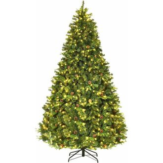 Costway Costway Luz Led &Aacute;rbol De Navidad Artificial 240cm Con Soporte Met&aacute;lica Material Decoraci&oacute;n Para Navidad Hogar Fiesta Verde